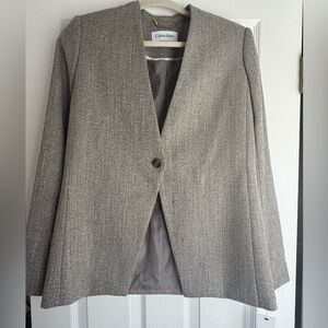 Calvin Klein Gray Textured Single-Button Blazer